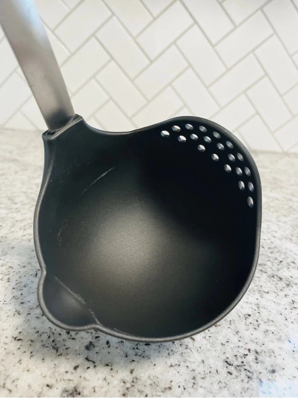 Pampered Chef#1622 Scoop&Drain Strainer Ladle Kitchen Utensil Black